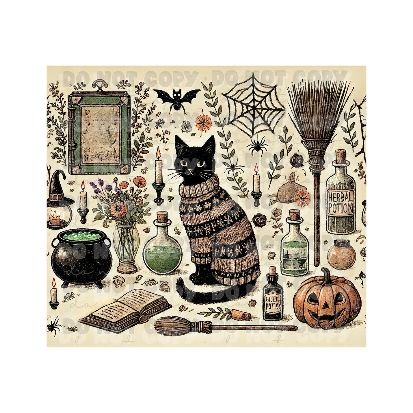 Cottage Core Cat Sublimation Tumbler Transfer