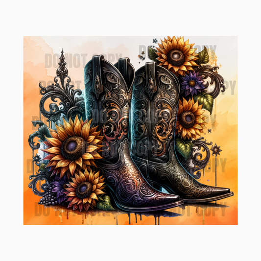 Sunflower Boots Sublimation Tumbler Transfer