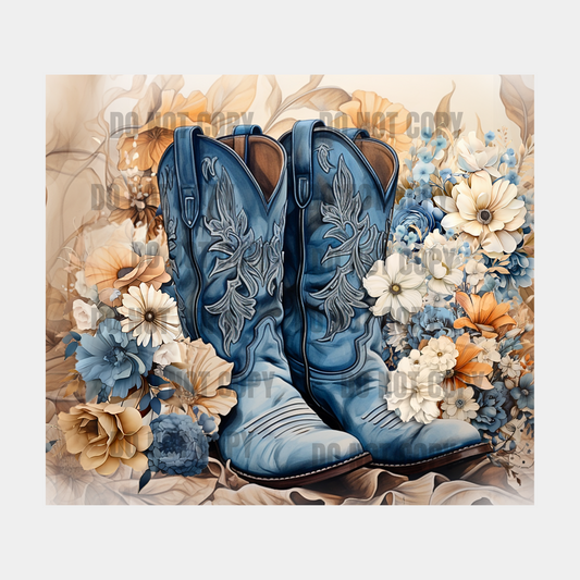 Blue Cowgirl Boots Sublimation Tumbler Transfer