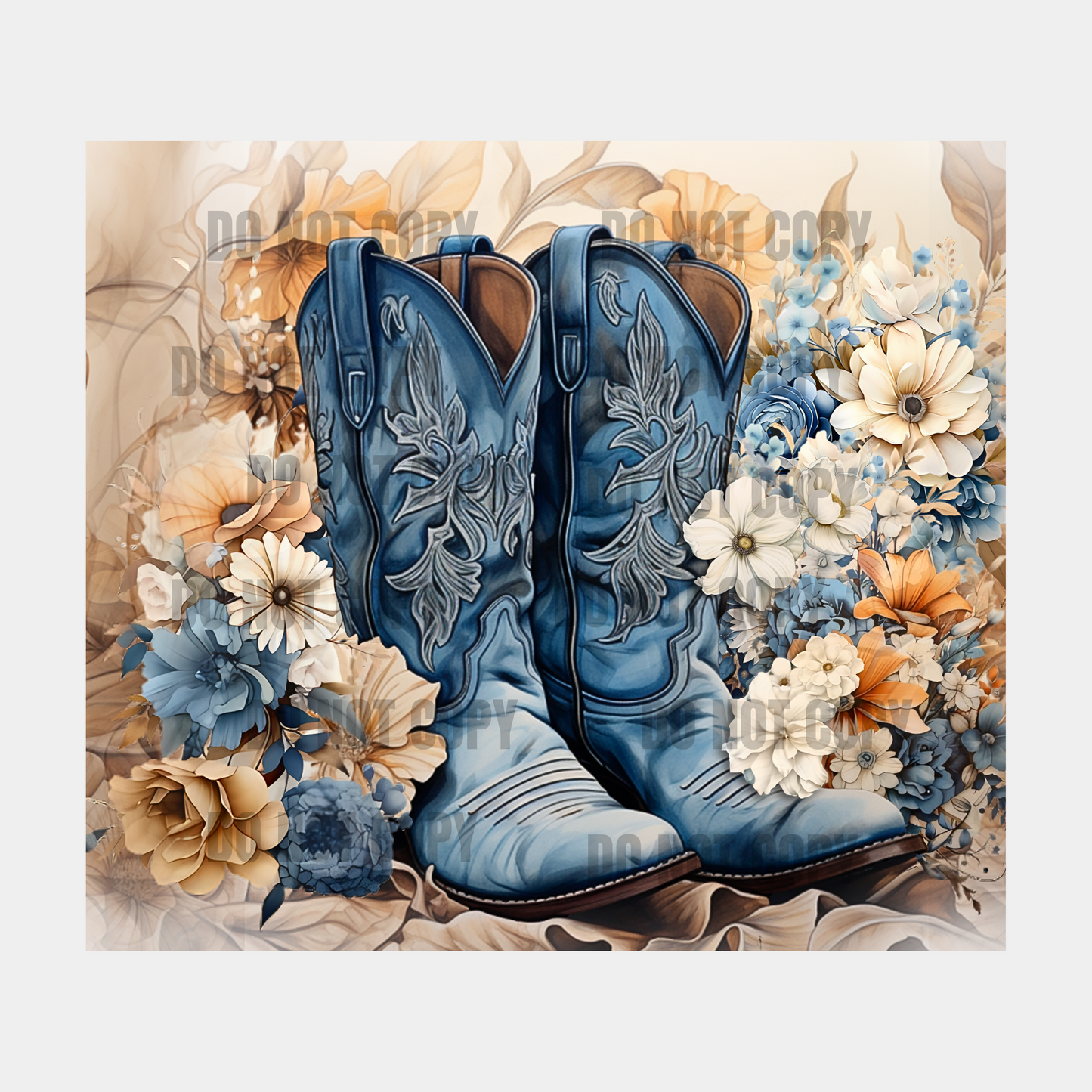 Blue Cowgirl Boots Sublimation Tumbler Transfer