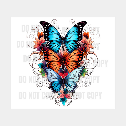 Butterflies Tattoo Sublimation Tumbler Transfer
