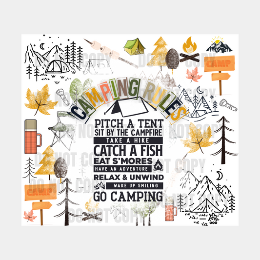 Camping Rules Sublimation Tumbler Transfer