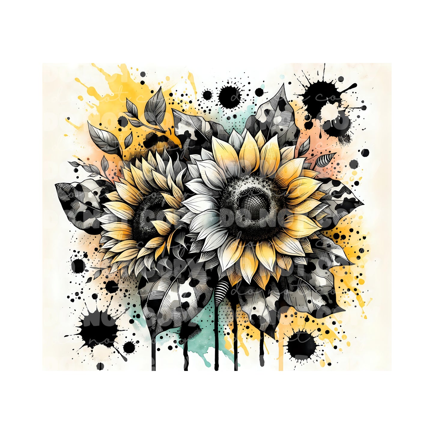 Cow Print Sunflowers Tumbler Sublimation Transfer