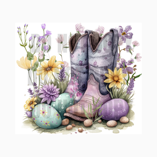Cowgirl Boots Easter Egg Sublimation Tumbler Transfer