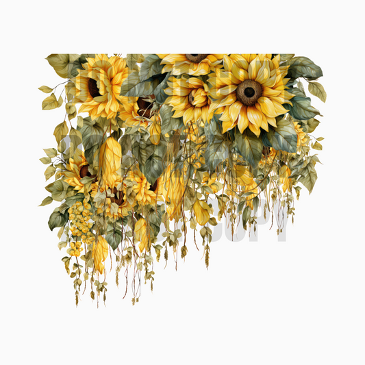 Hanging Sunflowers Sublimation Tumbler Transfer