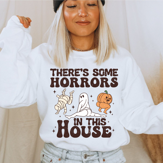 there's some horrors in this house halloween crewneck sweatshirt