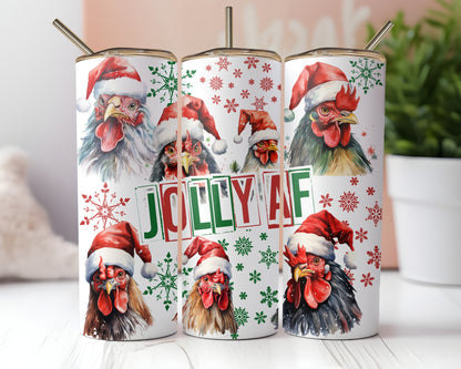 Jolly AF Christmas Chickens Sublimation Tumbler Transfer