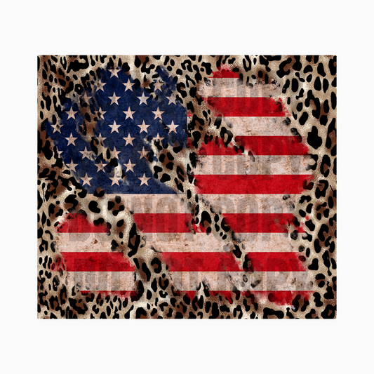 Leopard American Flag Sublimation Tumbler Transfer