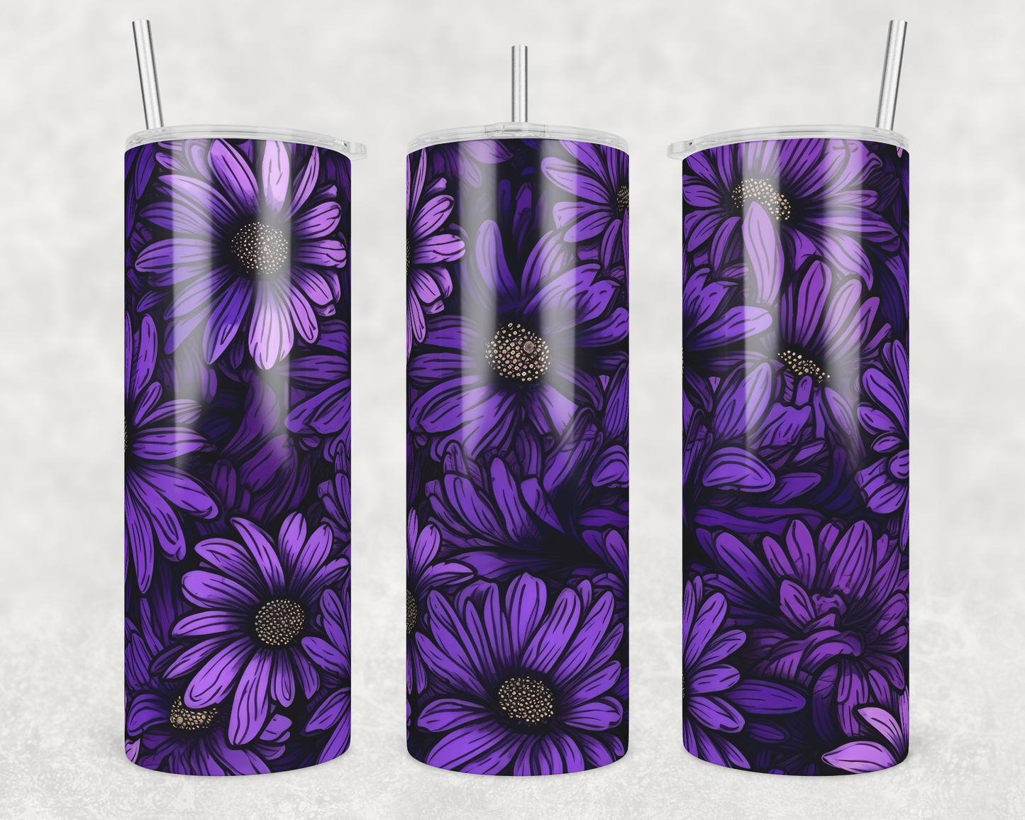 Purple Flowers Sublimation Tumbler Transfer