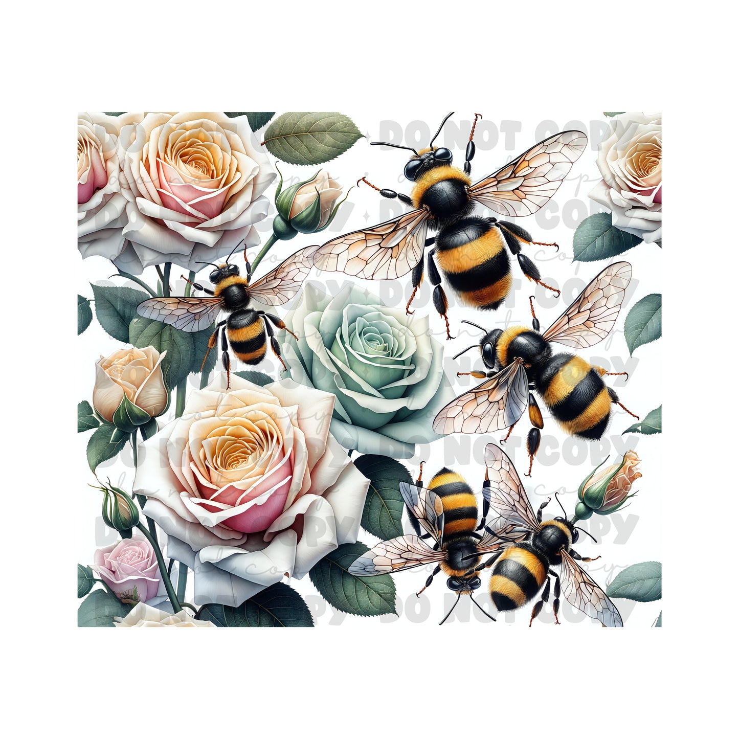 Roses Bees Tumbler Sublimation Transfer