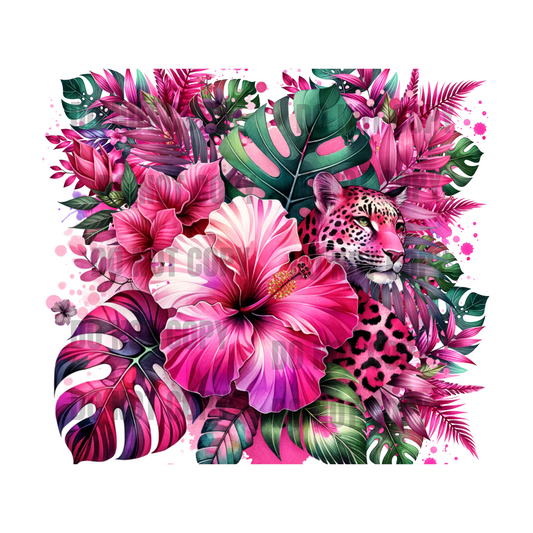 Tropical Pink Print Sublimation Tumbler Transfer