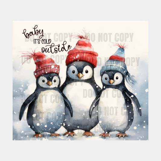 Christmas Penguins Sublimation Tumbler Transfer