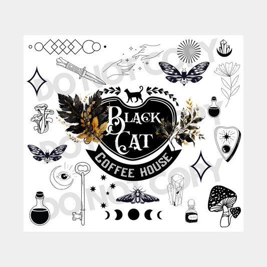 Black Cat Coffee House Tumbler Transfer