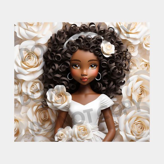 3D Black Girl Floral Tumbler Transfer