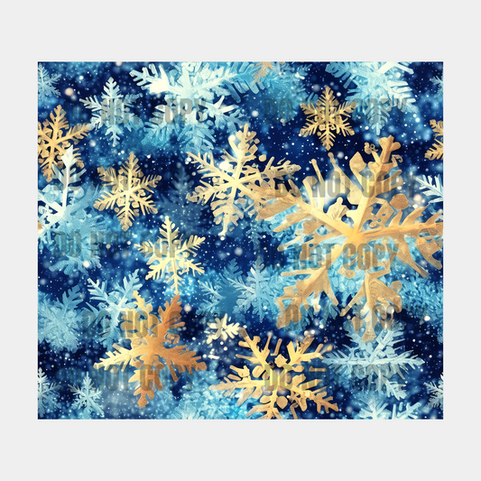 Blue Gold Christmas Snowflakes Tumbler Transfer
