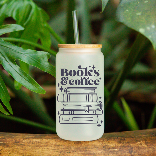 Books And Coffee Glass Cup
