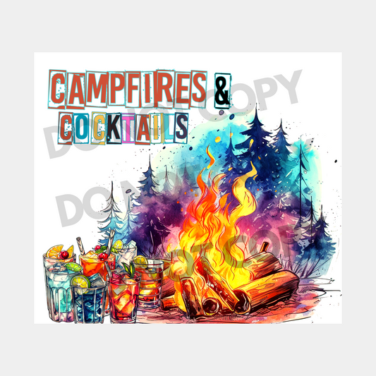 Campfires & Cocktails Sublimation Tumbler Transfer