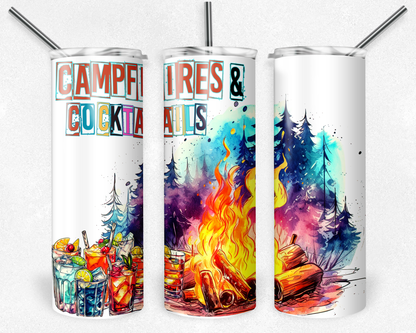 Campfires & Cocktails Sublimation Tumbler Transfer