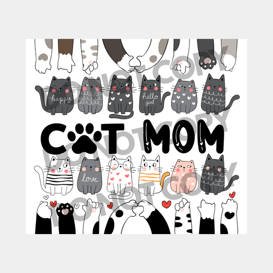 Cat Mom Tumbler Sublimation Transfer