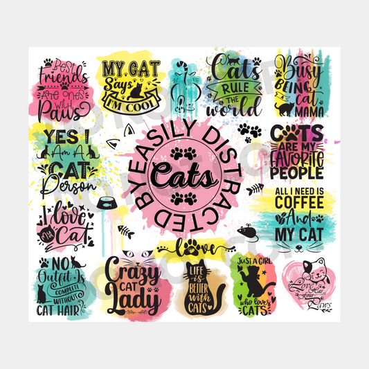 Distracted by Cats Sublimation Tumbler Transfer