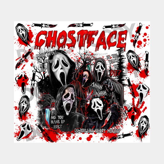 Ghost Face Halloween Sublimation Tumbler Transfer