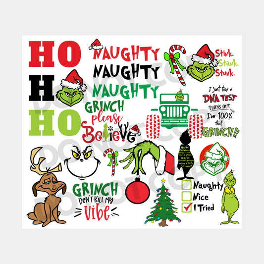 Naughty Grinch Sublimation Tumbler Transfer