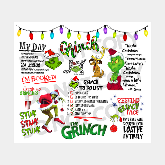 Grinch To Do List Tumbler Transfer