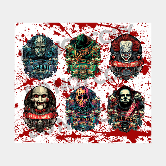 Horror Characters Sublimation Tumbler Transfer