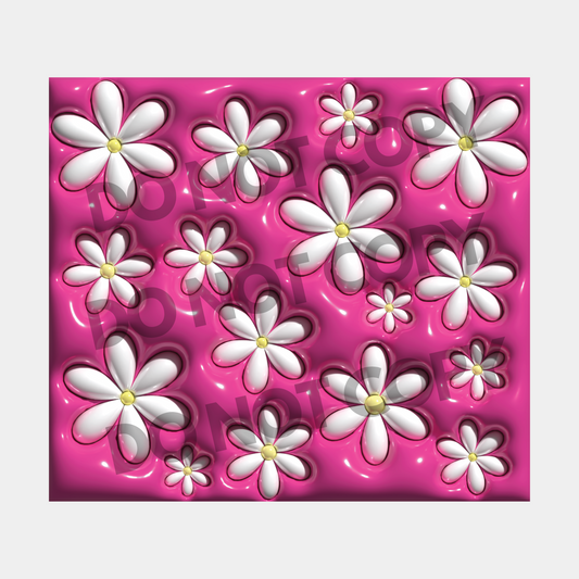 3D Puff Floral Pink Tumbler Transfer