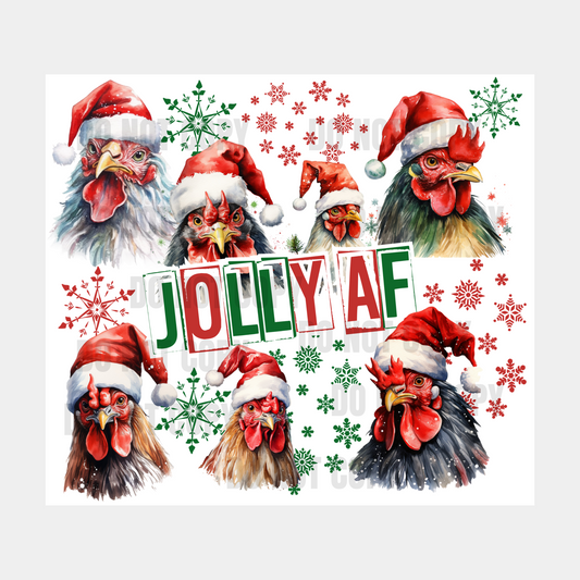 Jolly AF Christmas Chickens Sublimation Tumbler Transfer