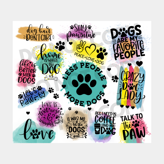 Less People More Dogs Tumbler Transfer