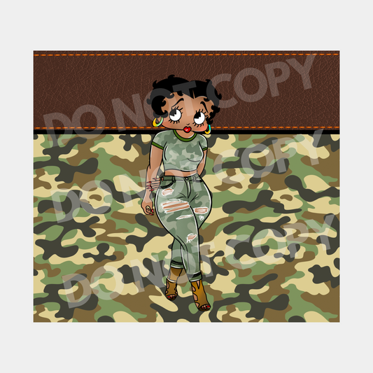 Military Betty Boop Sublimation Tumbler Transfer