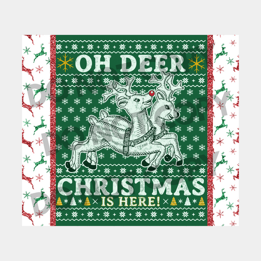 Oh Deer Christmas Is Here Sublimation Tumbler Transfer
