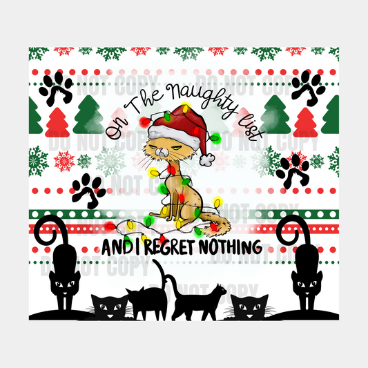 On The Naughty List Sublimation Tumbler Transfer