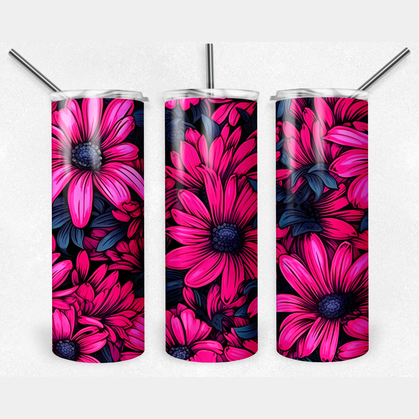 Pink Flowers Sublimation Tumbler Transfer