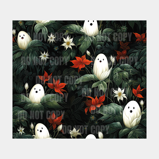 Poinsettia Ghosts Sublimation Tumbler Transfer