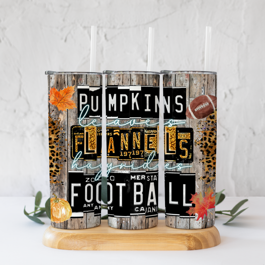 Pumpkins Flannels Football Tumbler