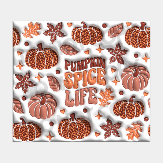 3D Pumpkin Spice Life Sublimation Tumbler Transfer