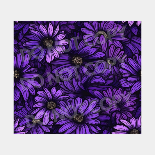 Purple Flowers Sublimation Tumbler Transfer