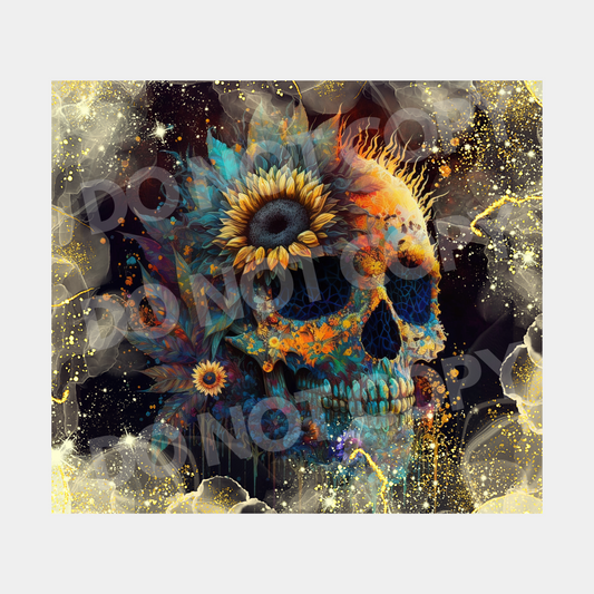 Skull Sunflower Sublimation Tumbler Transfer