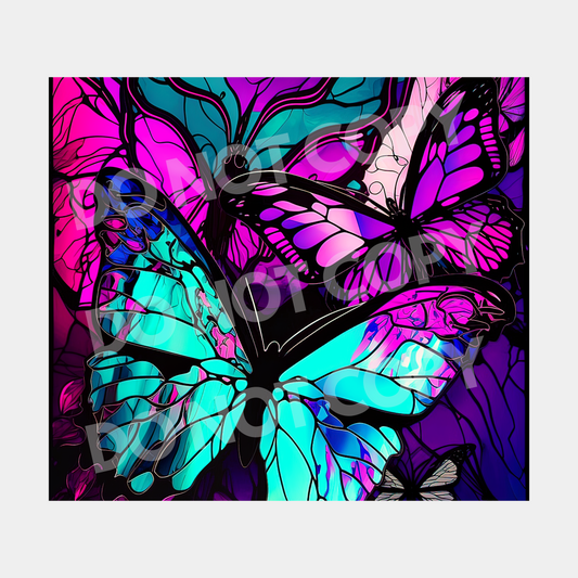 Stained Glass Butterflies Sublimation Tumbler Transfer