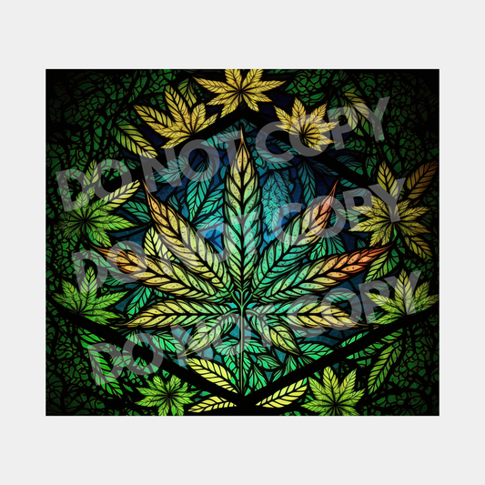 Stained Glass Weed Sublimation Tumbler Transfer
