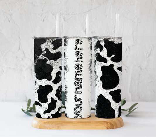 Personalized Cow Print Tumbler