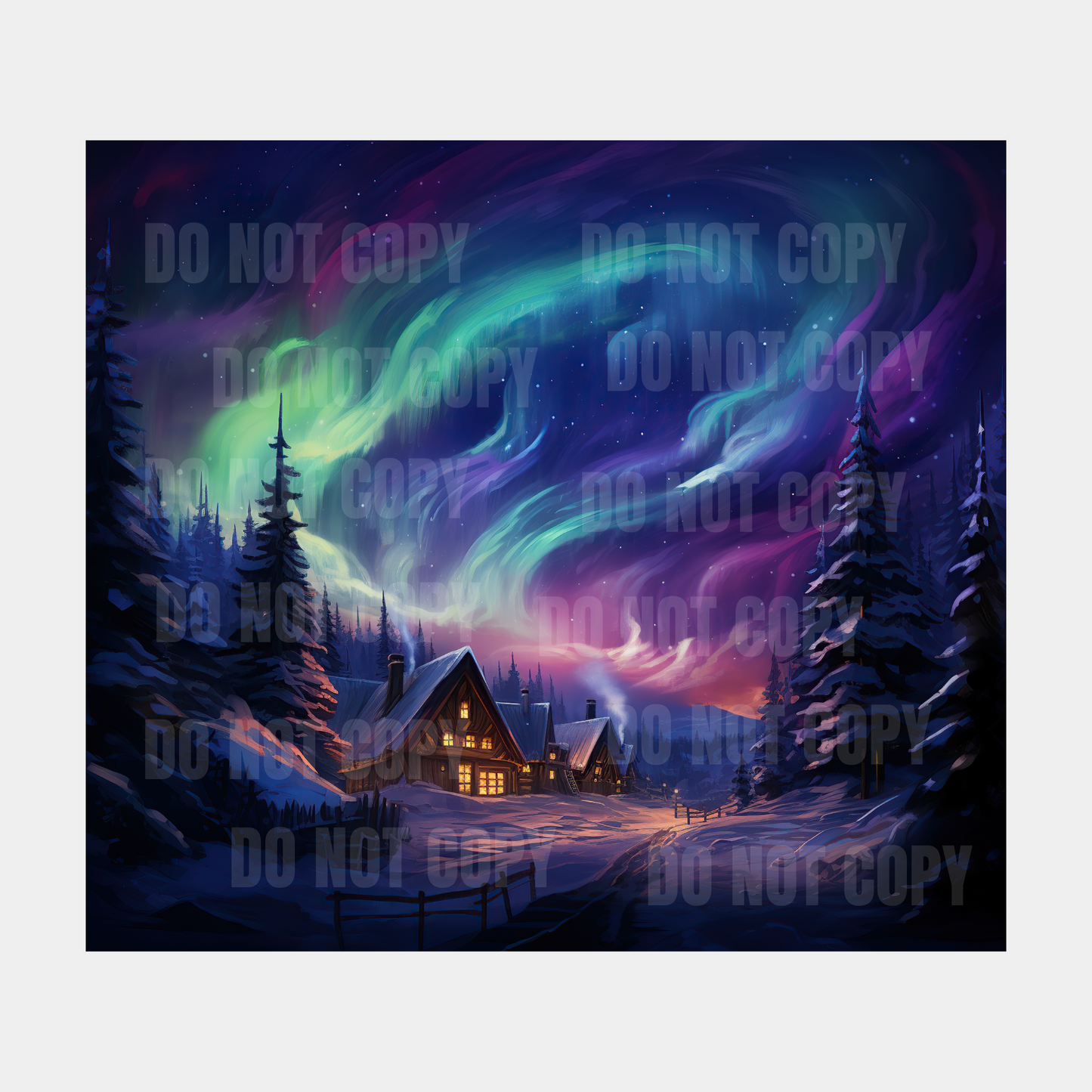 Winter Northern Lights Sublimation Tumbler Transfer