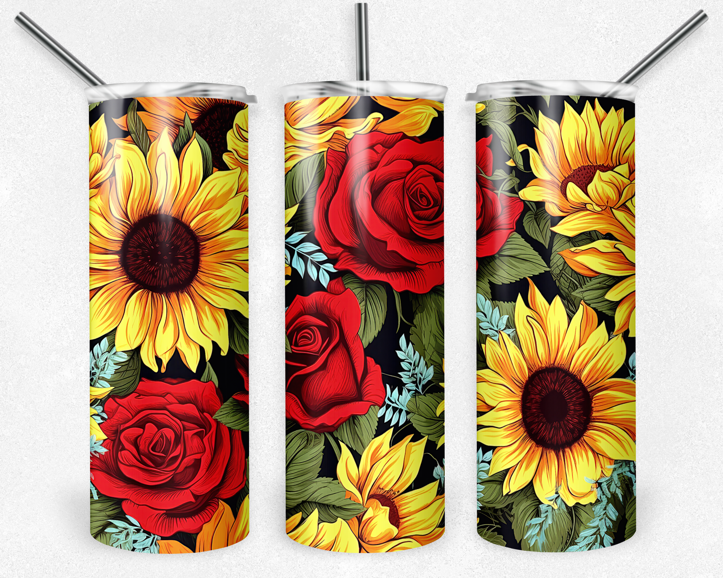 Sunflower Rose Sublimation Tumbler Transfer