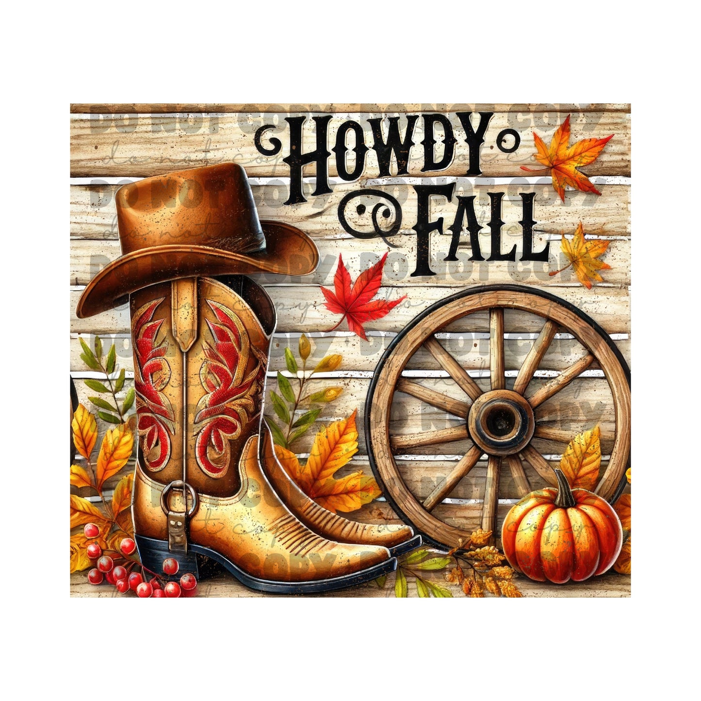 Howdy Fall Boots Sublimation Tumbler Transfer