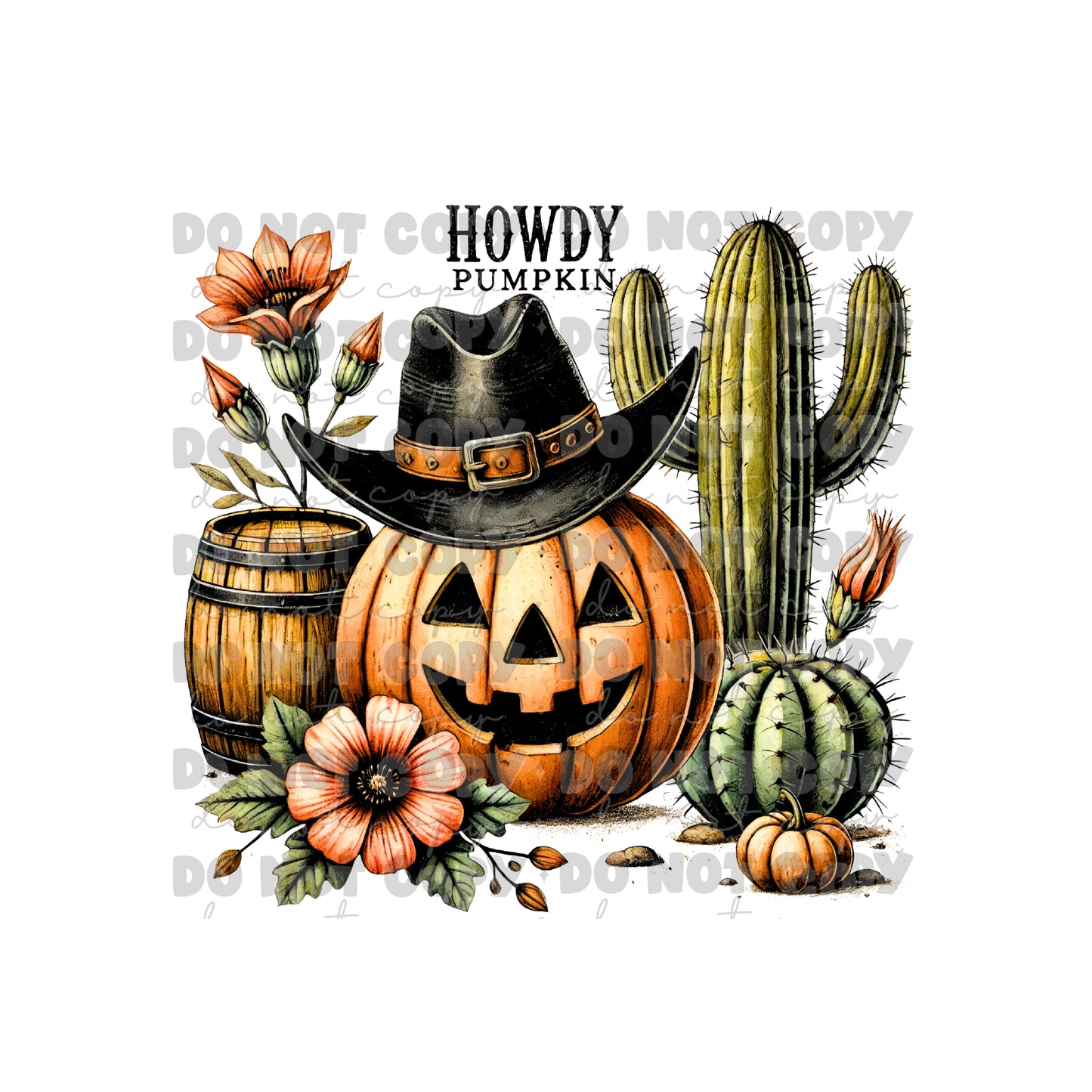 Howdy Pumpkin Jack Sublimation Tumbler Transfer