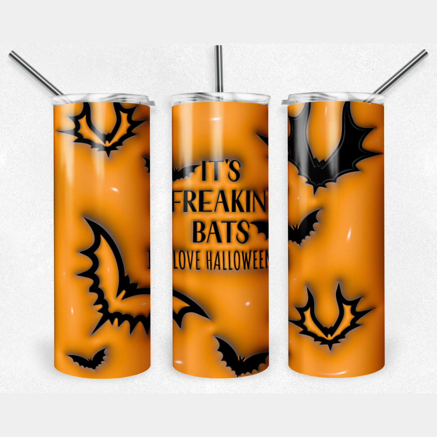 Halloween Puffy It's Freakin' Bats Tumbler Transfer