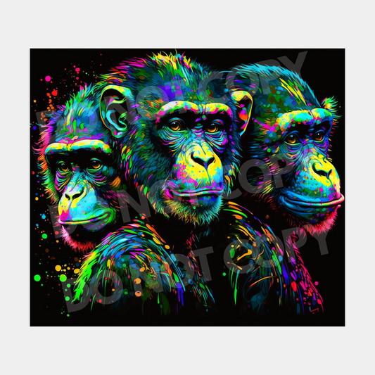 Watercolor Monkeys Sublimation Tumbler Transfer