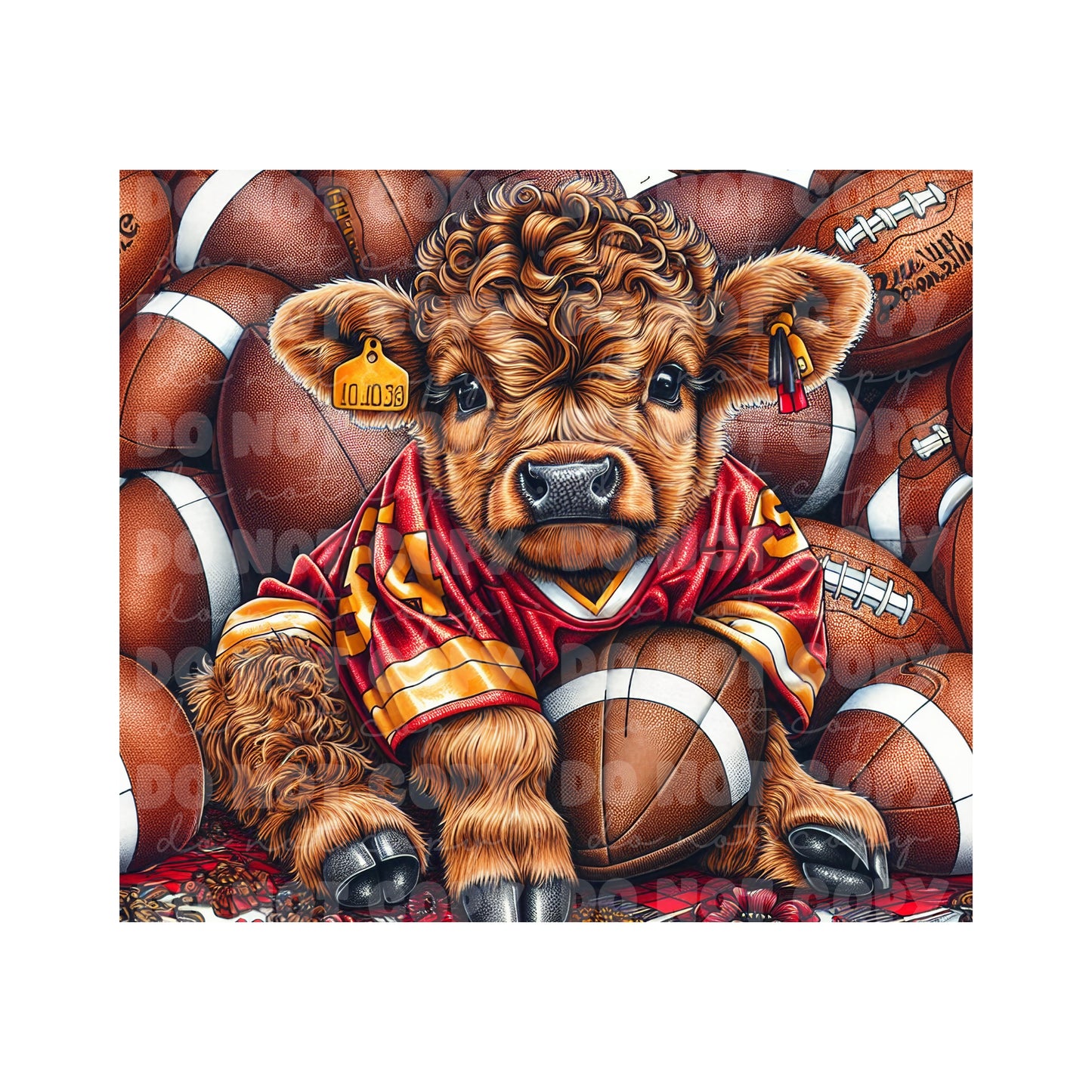 Highland Cow Football Sublimation Tumbler Transfer